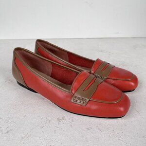 Enzo Angiolini Womens Red Leather Ealento Loafer Flats Sz 6.5